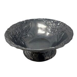 Arthur‎ Court Magnolia Pedestal Bowl Aluminum Floral Serving Bowl 2002